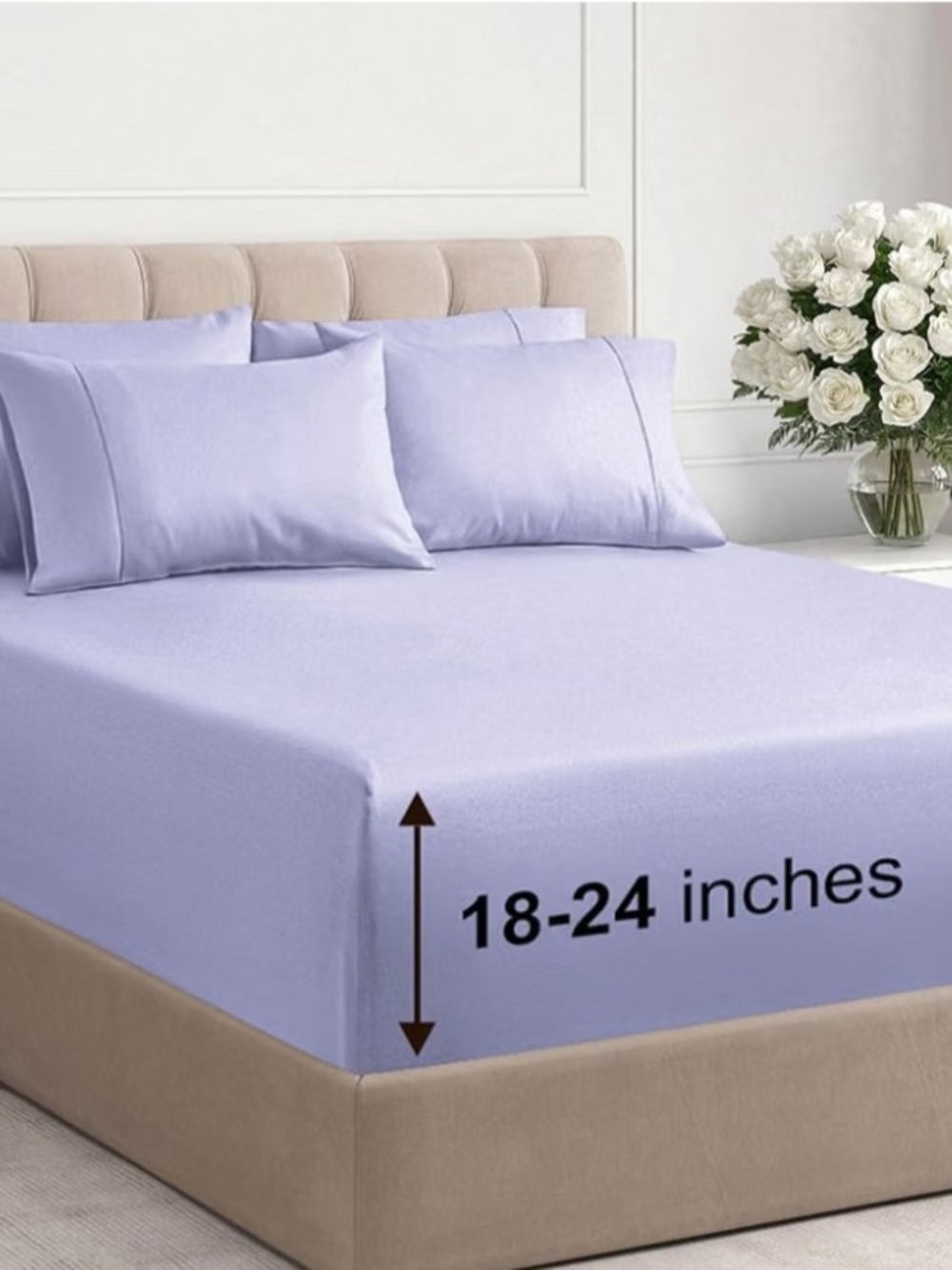 King Size 6 Pcs Sheet Set In Soft Lilac With Deep Pockets NIB